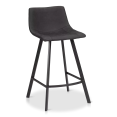 thumbnail image 1 of Bouclair Black Textured Faux Leather and Metal Bar Stool, 1 of 7