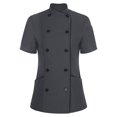 thumbnail image 1 of renvena Women's Short Sleeve Cross Collar Chef Coat Double Breasted Chef Jacket Kitchen Restaurant Work Uniform Gray XL, 1 of 7