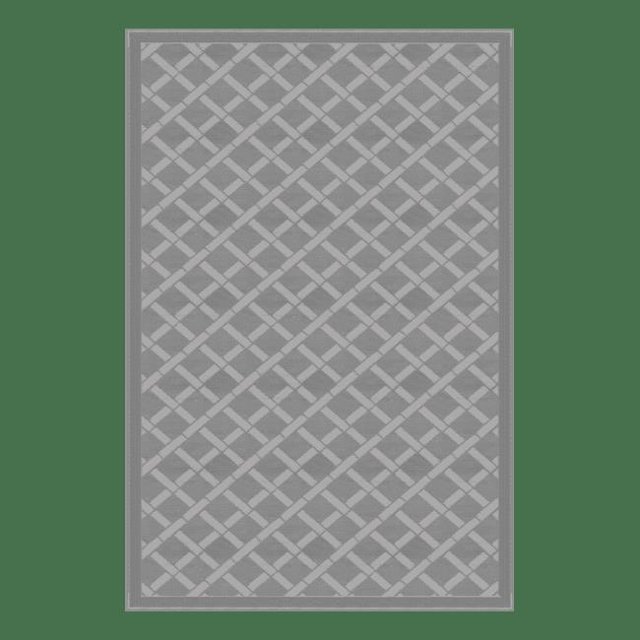 Lippert Components Patio Mat, Gray, 12' x 8', Reversible Fabric, UV/Mold/Mildew Resistant, Without Grommets/Stakes, 1 Count