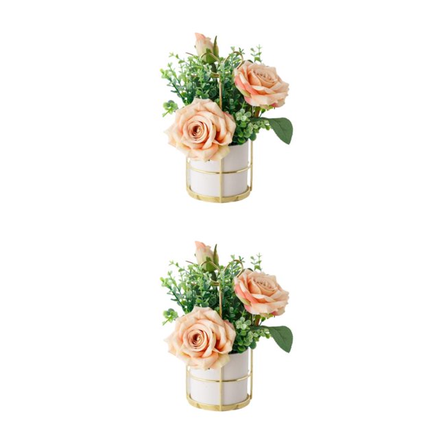 relayinert Simulation Flower Set Low Maintenance Easy To Clean Fake Peony Silk Hydrangea Flower Silk Artificial Flowers With Vase rose Champagne 2Set