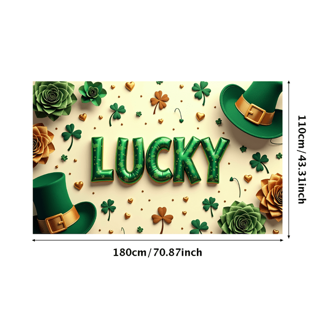 St Patricks Day Backdrop Banner Shamrock Decorations Irish Luck Party Background Flower Props Green Hat Festival Decor Gift Events Photography
