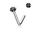 thumbnail image 1 of Nose Ring Stud L-Shape Surgical Steel Screw Piercing 3MM Set CZ Gem 20G 18G 6MM, 1 of 10