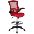 thumbnail image 2 of EMMA + OLIVER Mid-Back Red Mesh Ergonomic Drafting Chair with Foot Ring and Flip-Up Arms, 2 of 4
