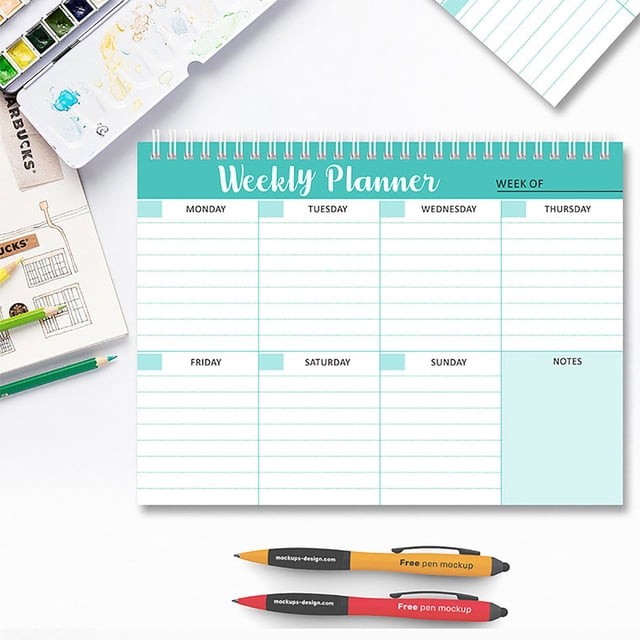 Weekly Planner Notebook 8-Lined Daily Sections 7-Day To-Do List Notepad Fractional Point System for Task Prioritization 25.4 x 19 cm Sturdy Cardboard Backing
