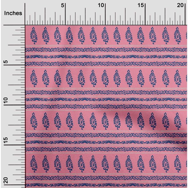 oneOone Georgette Viscose Fabric Stripe|Swirl & Floral Block Print Fabric BTY 42 Inch Wide
