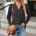 thumbnail image 1 of Birdeem Women's Solid Colored V-Neck Long Sleeve Textured Fallow Jacket Tops Blouse, 1 of 1