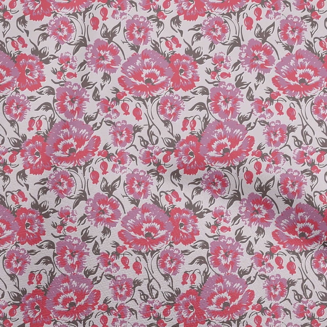 oneOone Cotton Cambric Pink Fabric Florals Craft Projects Decor Fabric Printed By The Yard 56 Inch Wide