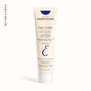 Embryolisse Lait-Crème Hydratant pour Peaux Sensibles. Crème Hypoallergénique pour le Visage et le Corps pour Tous les Types de Peau avec Aloe Vera et Beurre de Karité. Sans Parfum et Convient aux Peaux Sensibles - 30 ml