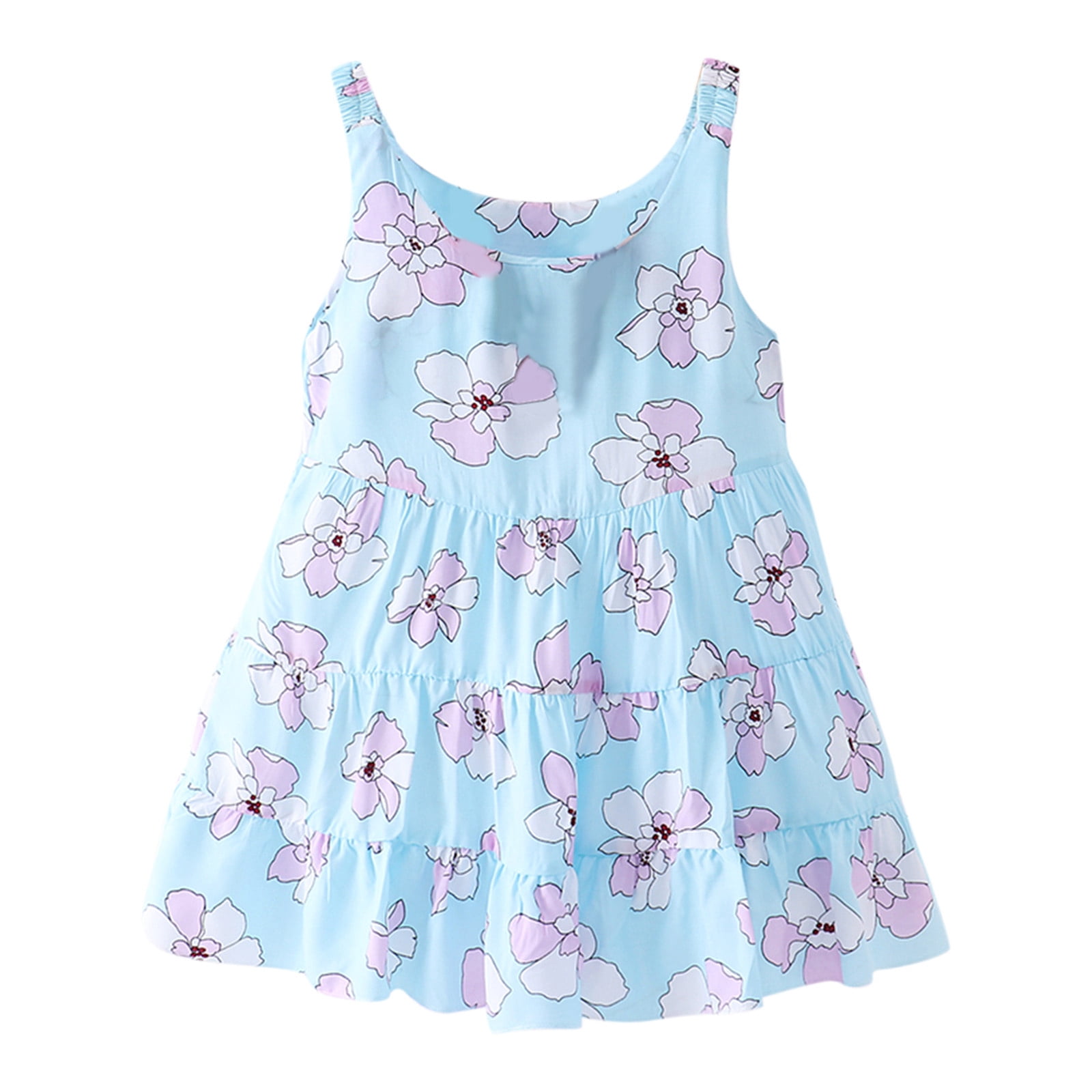 2025 Robes Filles Florales Manches Courtes Robe Chemise Fleur Sans Manches Plage Bretelle Dos Ligne A