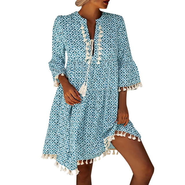Ketyyh-chn99 Robes Décontractées pour Femmes Robe Maxi Robe Droite Unie pour Vacances Robe à Enfiler Robe de Plage Bleu,P
