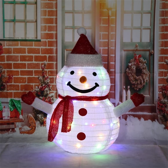Snowman Outdoor Christmas Decorations Light Christmas Decoration Outdoor Christmas Lighting Outdoor Figures, Santa Claus Snowman Led with 40 Leds Foldable