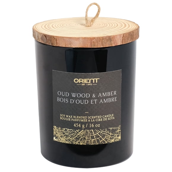 Orient 16OZ OUD WOOD & AMBER Soy Wax Blended Scented Candle,2 cotton wick
