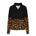 thumbnail image 4 of Liquidation à 50 % Chandail Surdimensionné pour Femmes 2023 Mode Automne Hiver Imprimé Léopard Décontracté Sport Col Rond Survêtements Manches Longues Col à Revers Chandails à Capuchon à Glissière, 4 of 5