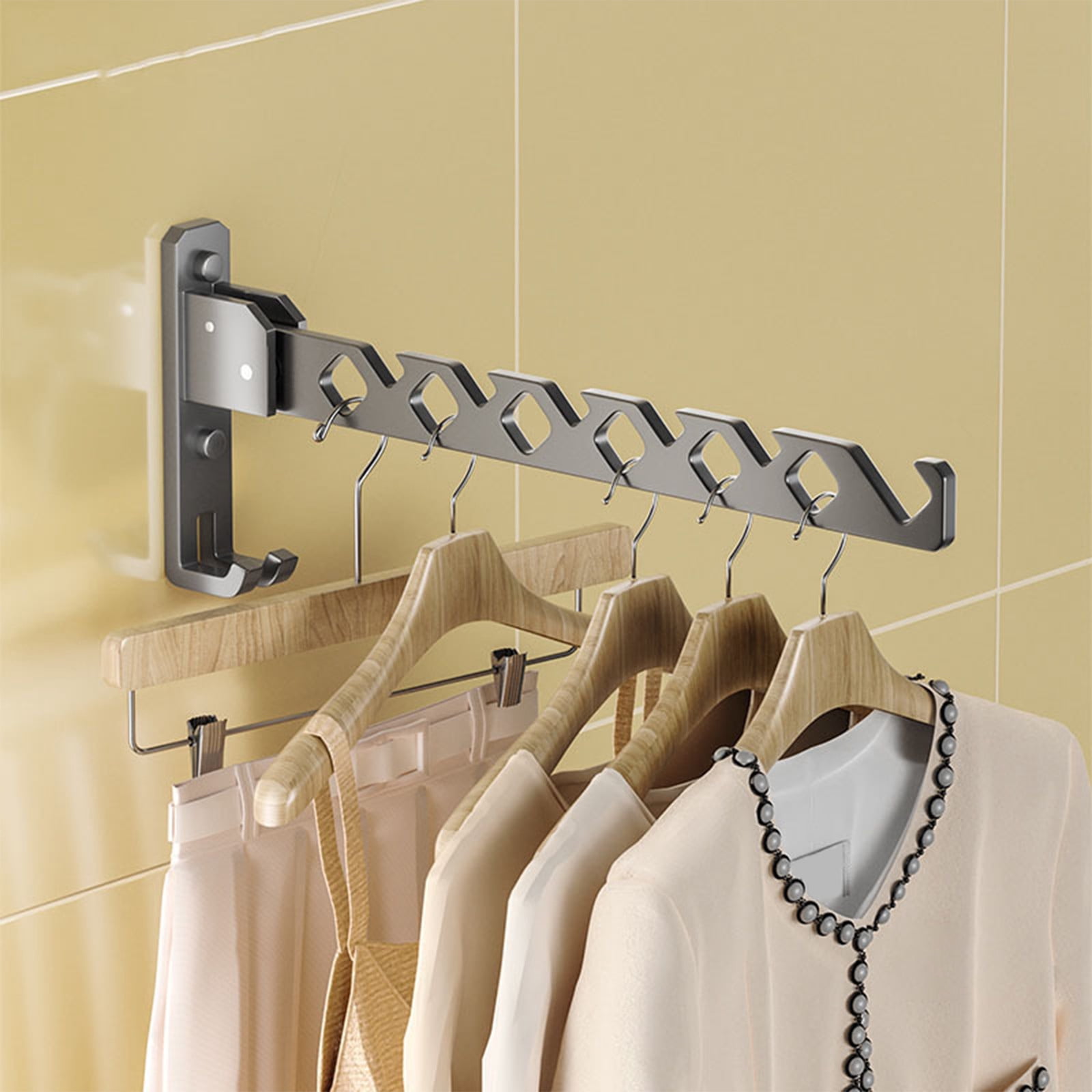 EGNMCR Wall-mounted Clothes Drying Rack Folding Invisible Clothes ...