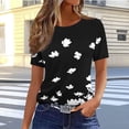 thumbnail image 2 of Pisexur Hauts pour Femmes, Hauts de Printemps pour Femmes 2025, Hauts pour Dames, T-shirt Imprimé Décontracté et Tendance pour Femmes avec Col Rond et Manches Courtes Noir, 3TG, 2 of 5
