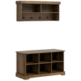 thumbnail image 1 of HOMCOM Ensemble de Banc à Chaussures et Portemanteau avec 8 Casiers de Rangement, Brun Rustique, 1 of 10