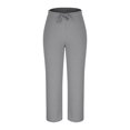 thumbnail image 2 of Plebaso Wide Leg Pants for Women Drawstring Knit Casual Pants Solid Color Womens Open Bottom Trousers, 2 of 6