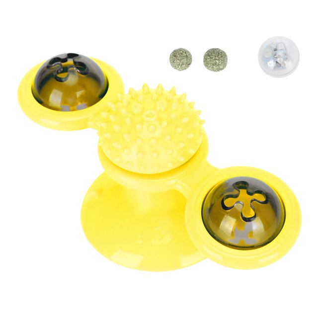 Rotating Cat Toy, Windmill Cat Toy Attractive Cat Spin Toy Ideal Designed Removable For Teasing Cat For Cats Yellow