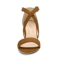 thumbnail image 2 of BLISSFUL STEP Women's Solid Color Open Toe Cross Strap Mid Chunky Heel Sandals, 2 of 6