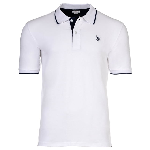 U.S. POLO ASSN. men's POLO avec Détails Contrastants - piqué, logo, Coton Extensible Blanc P (Petit)