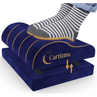Cartizma Repose-Pieds sous le Bureau : Ergonomique, Lavable, Antidérapant, Deux Hauteurs Réglables. Confort Ultime pour Bureau, Maison, Voyage en Bleu Épuré.