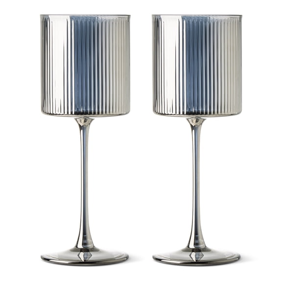 Thyme & Table 13.5oz Ribbed Wine Glass, Smoke, 2 Pack