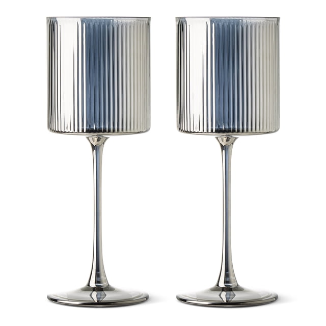 Thyme & Table 13.5oz Ribbed Wine Glass, Smoke, 2 Pack