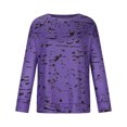 thumbnail image 4 of IROINID Liquidation Hauts pour Femmes Grande Taille Imprimé Manches Longues Confortable Respirant T-Shirt à Col Rond Hauts, Violet, 4 of 8