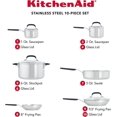 thumbnail image 2 of KitchenAid - Brushed Stainless Steel Cookware Set, 10-Piece Pots and Pan Set, Induction Cooktop Compatible, 2 of 8
