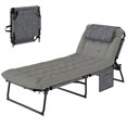 thumbnail image 1 of Outsunny Chaise Longue Pliante avec Coussin, Chaise de Bronzage Inclinable, Gris, 1 of 10