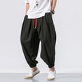 thumbnail image 2 of Qertyioot Fashion Men's Casual Loose Solid Color Leg Elasticated Pants, 2 of 8
