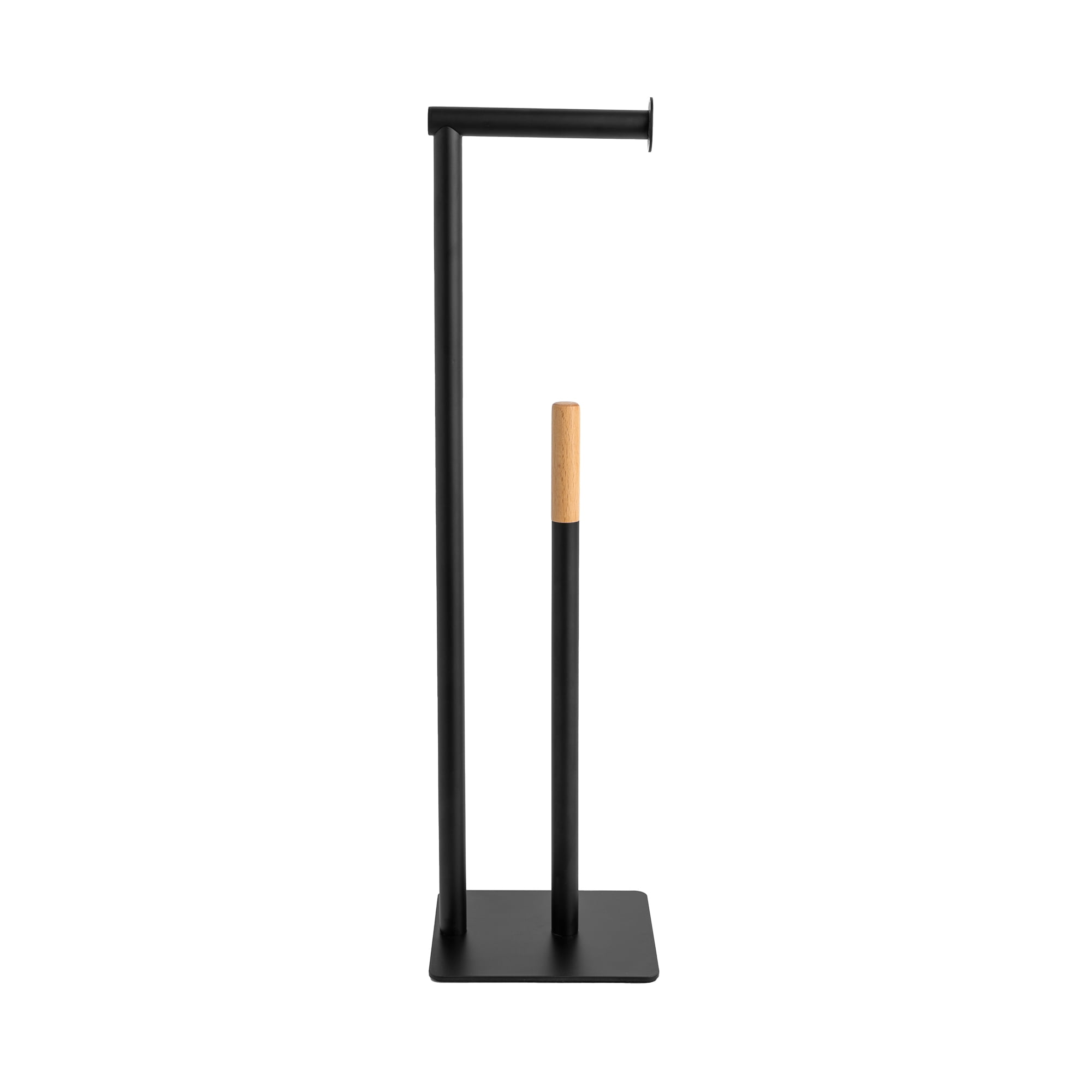 Era Matheus Freestanding Toilet Paper Holder, Black /Teakwood, 5.91 x 23.03in
