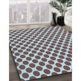 thumbnail image 3 of Ahgly Company Machine Washable Indoor Round Transitional Blue Lagoon Blue Area Rugs, 7' Round, 3 of 7