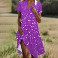 thumbnail image 2 of VEKDONE Robe Ample et Confortable pour Femmes à Pois, Col en V, Manches Courtes, Violet G, 2 of 6