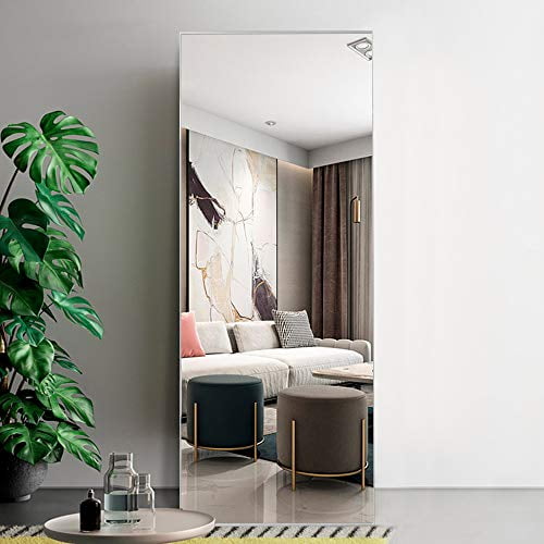NeuType Full Length Mirror Floor Mirror with Standing Holder Bedroom/Locker Room Standing/Hanging Mirror Dressing Mirror (Silver)