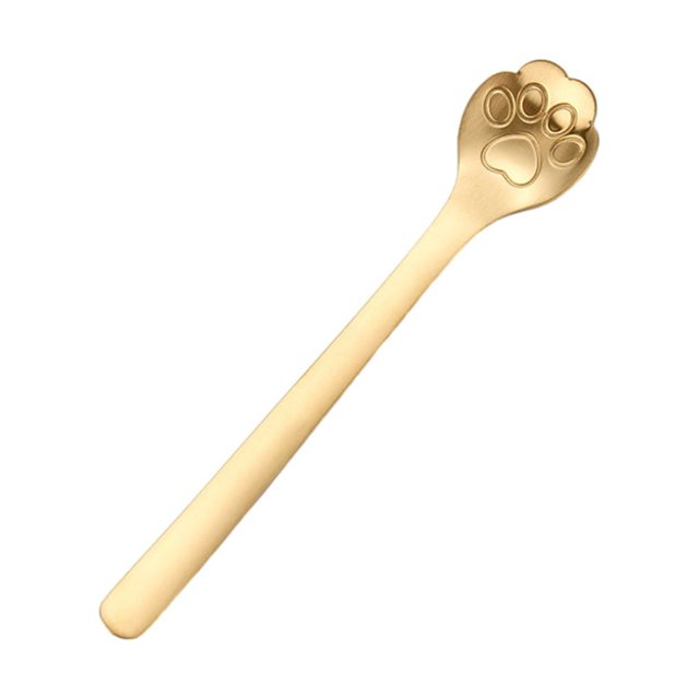 Redempat Cute Tea Spoon Exquisite Stainless Steel Spoon For Tea Drinking Teaware cat paw gold 1 1Set