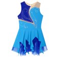 thumbnail image 3 of Jhaoyu Robe de Patinage à Glace Sans Manches pour Filles avec Strass Scintillants Robe de Danse Ballet Gymnastique Bleu 12, 3 of 5