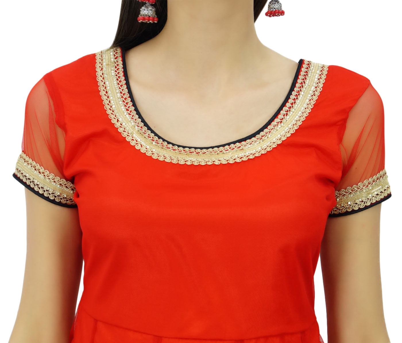 Bimba Robe Anarkali en Filet Évasé Kurta Kurti Unie Tunique Indienne Vêtements Personnalisés