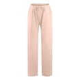 thumbnail image 5 of Dealovy Womens Cotton Linen Pants Elastic High Waisted Drawstring Wide Leg Solid Color Summer Lounge Trousers, 5 of 5
