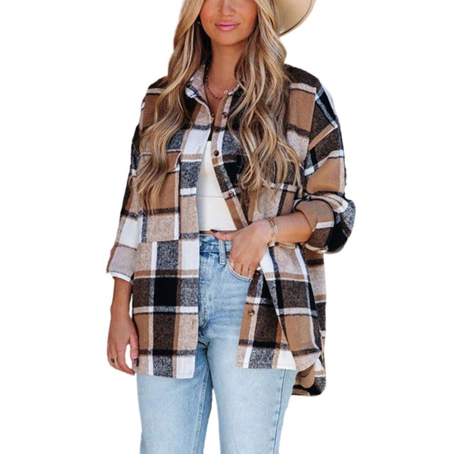 LUXUR Tunique à Col à Revers pour Femmes, Chemise à Simple Boutonnage, Blouse de Travail Kaki TG