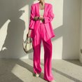 thumbnail image 2 of Timegard 2 Piece Suits Set for Women Button V Neck Open Front Jackets Business Office Wide Leg Pant Blazer Outfits, 2 of 6