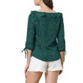 thumbnail image 3 of INSPIRE CHIC Women's Ruffled Neck Half Sleeve Sheer Summer Polka Dots Blouse Tops S Green, 3 of 8