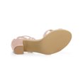 thumbnail image 3 of BLISSFUL STEP Women's Open Toe Lace-Up High Block Heeled Sandals Dust Pink (Size 9), 3 of 7
