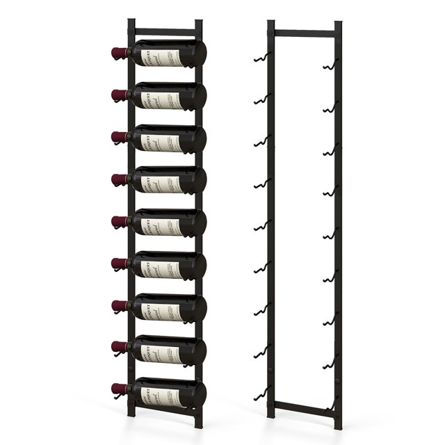 Gymax 9 Bottles Wall Mounted Wine Rack Metal Wine Display Holder Organizer