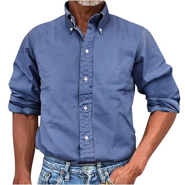 AherBiu Chemises à Manches Longues pour Hommes, Col à Revers, Ajustée, Décontractée, Plage, Voyage, Fête