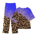 thumbnail image 3 of Mikilon Ensemble Élégant pour Femmes 2 Pcs Coton & Lin Imprimé Manches 5/10 Col Rond + Pantalon Décontracté Ensemble Chic & Confortable Manches Courtes Col Rond Blouse/chemise Bleu-A 3TG, 3 of 3
