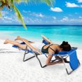thumbnail image 2 of Costway 2 Pcs Chaise de Plage Pliable 3-en-1 avec Ouverture pour le Visage, Repose-Pieds, Dossier Réglable Bleu Marine, 2 of 9