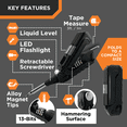 thumbnail image 2 of Kelvin Tools - Kelvin 17 Urban Screwdriver Set, All in One Everyday Multitool Screwdriver, Multi-Tip, Compact & Universal Precision, 13 Bit Set with Tape Measure, Liquid Level, Hammer and Flashlight, 2 of 6