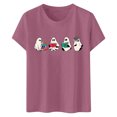 thumbnail image 3 of LUOGENLI T-shirts pour Femme pour Femmes T-Shirt à Manches Courtes à Imprimé Floral à la Mode pour Célébration de Jour / Haut à Col Rond T-shirts pour Femmes T-Shirt Graphique Vêtements d'Été Violet Pâle S, 3 of 3