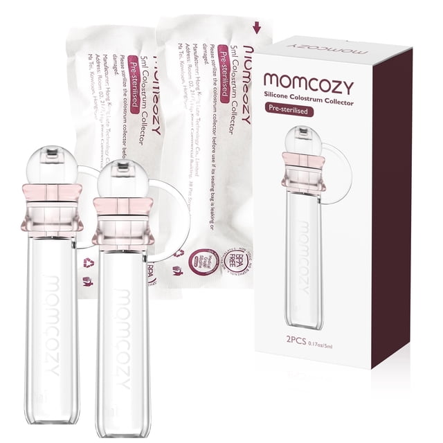 Momcozy Colostrum Collector, Portable Reusable Breast Milk Collector and Storage Bottles, 5ml, 2 Pcs
